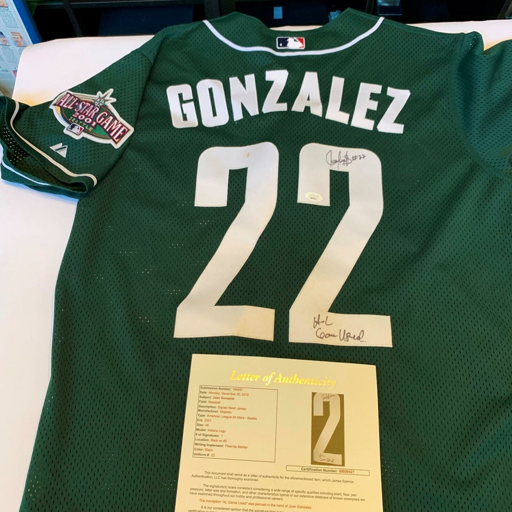 Juan Gonzalez Signed Game Used 2001 All Star Game Jersey With JSA COA