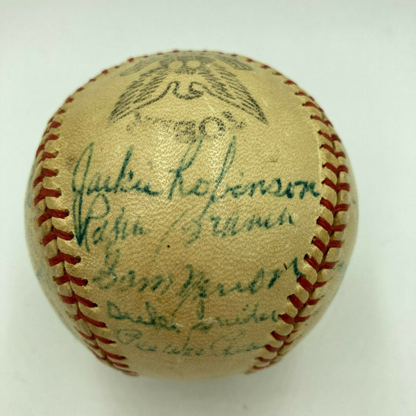 Jackie Robinson 1949 Brooklyn Dodgers NL Champs Team Signed Baseball PSA DNA COA