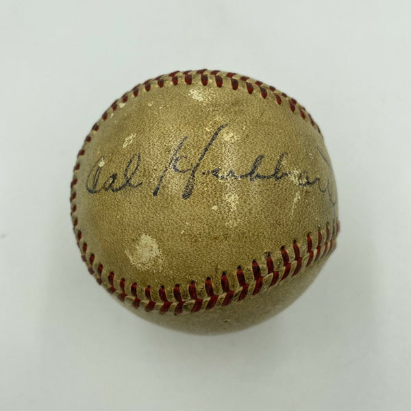 Cal Hubbard Hall Of Fame Signed Autographed Vintage Baseball With JSA COA