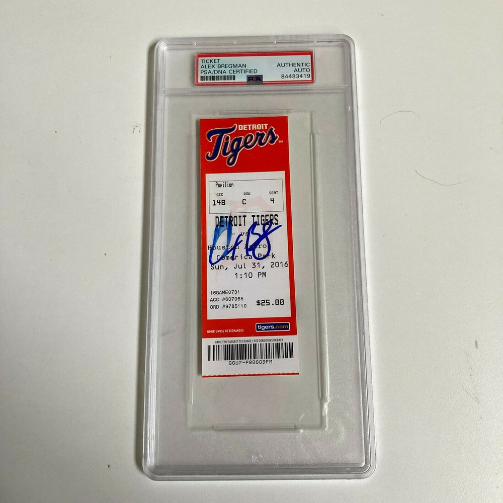 ALEX BREGMAN Astros Rookie Signed Auto 1st MLB Hit Full Ticket 7/31/16 PSA/DNA