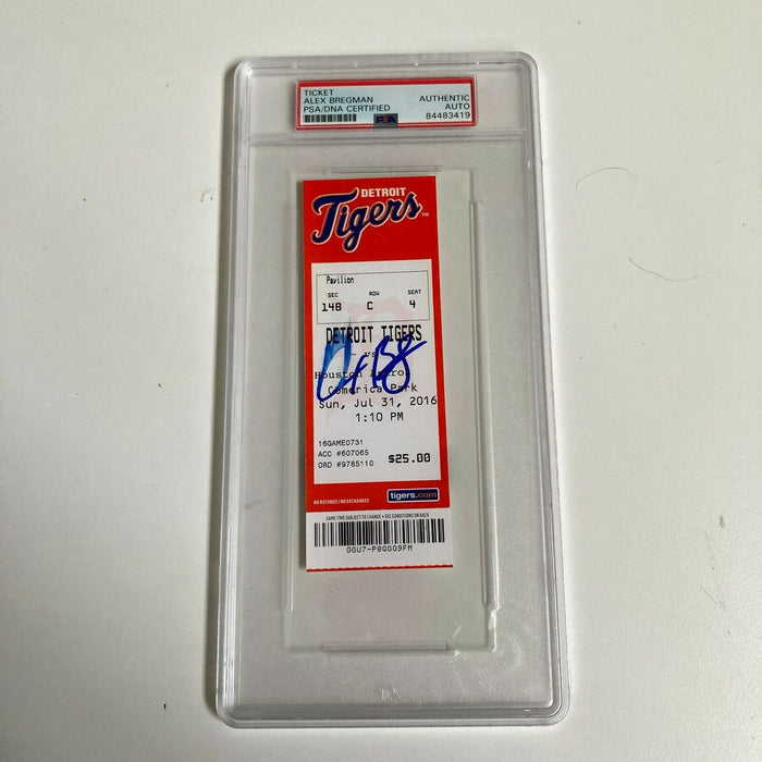 ALEX BREGMAN Astros Rookie Signed Auto 1st MLB Hit Full Ticket 7/31/16 PSA/DNA