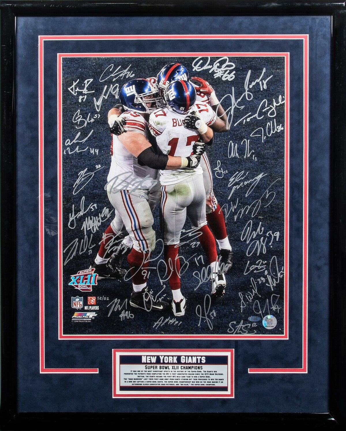 2007 New York Giants Super Bowl Champs Team Signed 16x20 Photo