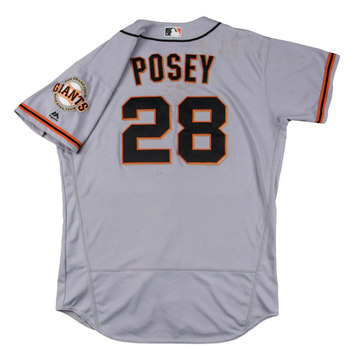 2019 Game Used Home Cream Jersey worn by #28 Buster Posey on 4/5