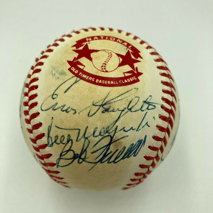 Hall Of Fame Multi Signed Cracker Jack Old Timers Game Baseball Beckett COA