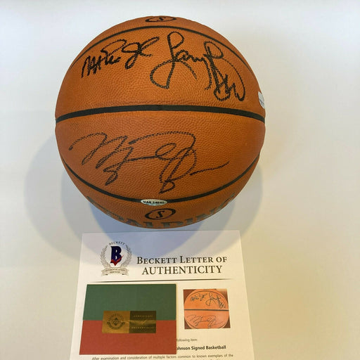 Michael Jordan Magic Johnson & Larry Bird Signed Basketball UDA Upper Deck COA