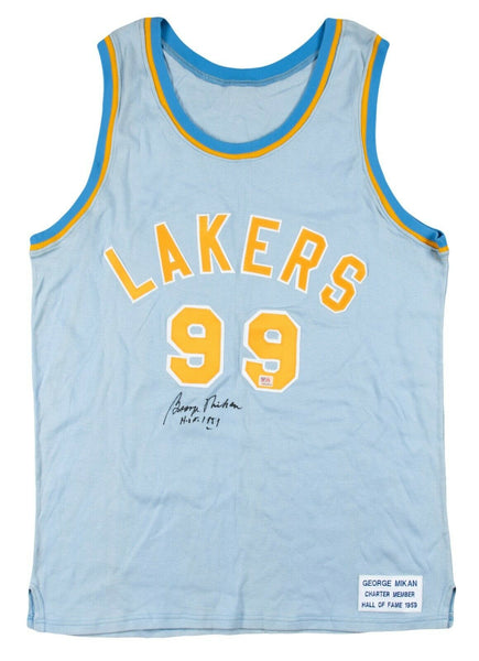 Incredible George Mikan "HOF 1959" Signed Minneapolis Lakers Jersey PSA DNA