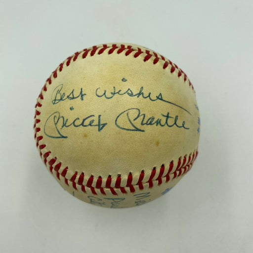 Mickey Mantle Whitey Ford Willie Mosconi 1989 AC Party Signed Baseball JSA COA