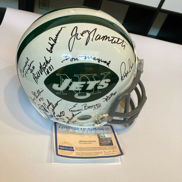 1969 New York Jets Super Bowl Champs Team Signed Authentic Helmet Steiner COA