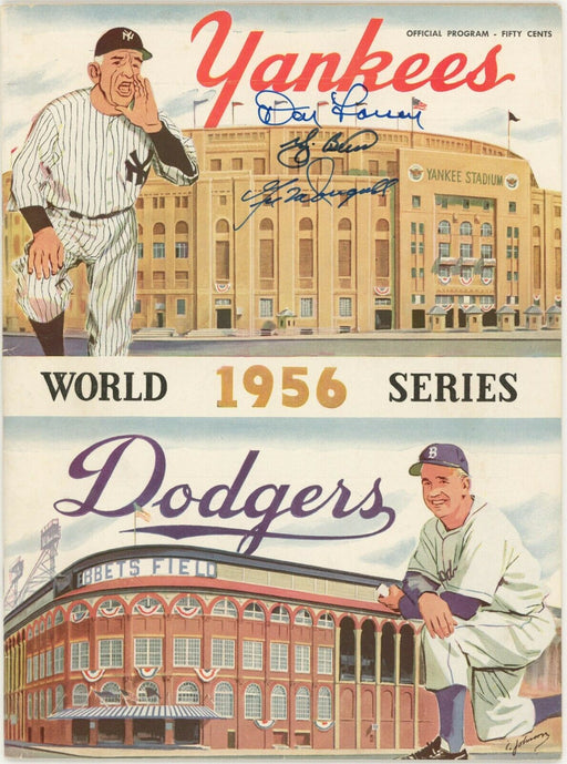 RARE Yogi Berra & Don Larsen Signed 1956 World Series Perfect Game Program JSA