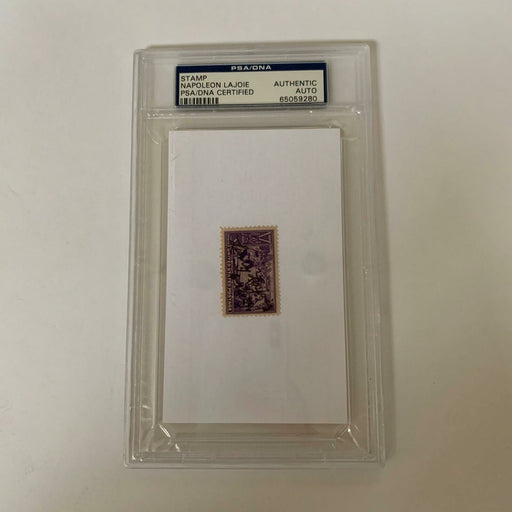 Napoleon Nap Lajoie Signed Baseball 1939 Centennial Stamp PSA DNA COA HOF Auto