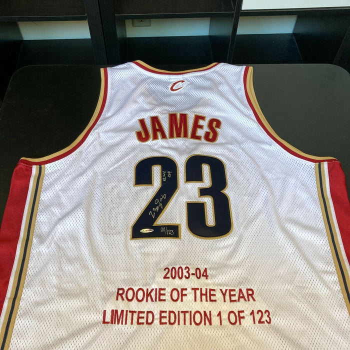 Lebron James 2004 Rookie Of The Year Signed Cleveland Cavaliers Jersey UDA