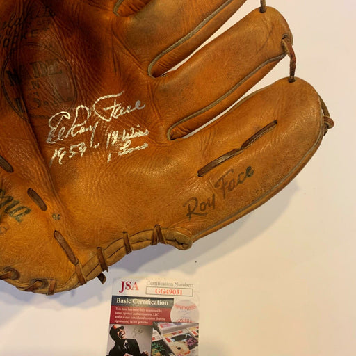 Roy Elroy Face Signed Vintage 1950's Game Model Baseball Glove With JSA COA