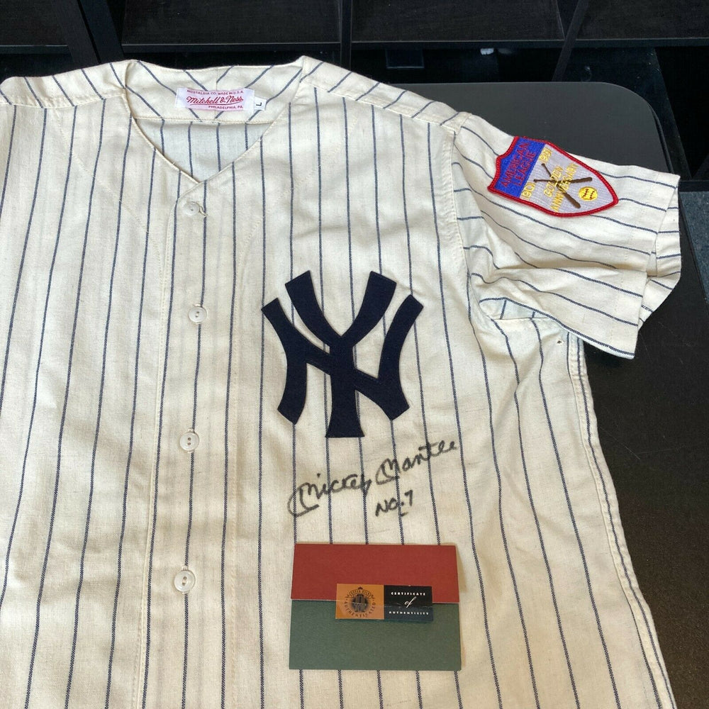 Mickey Mantle Signed 1952 Yankees Jersey No. 7 Mitchell And Ness