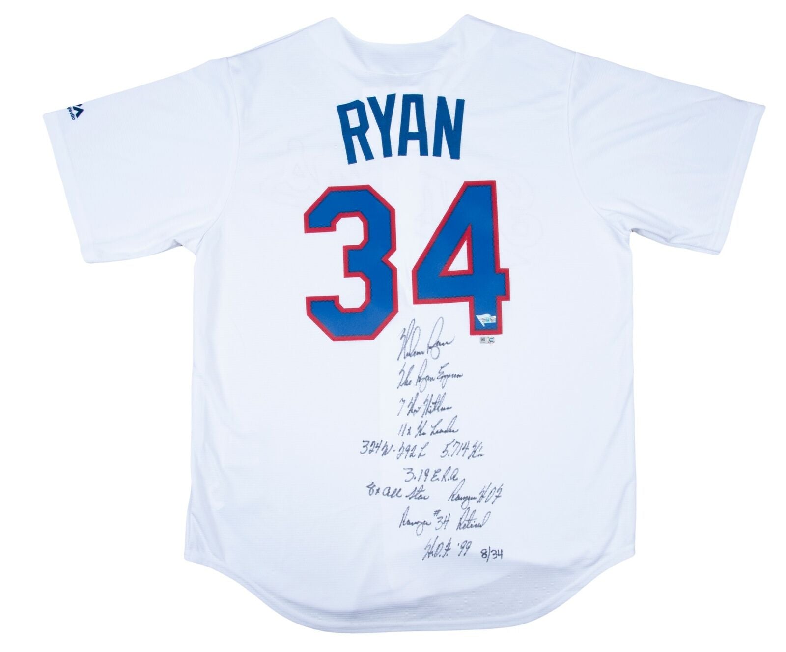 Nolan Ryan Signed Heavily Inscribed Texas Rangers Game Model STAT