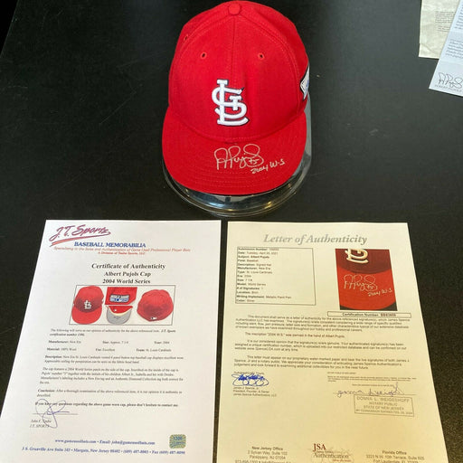 Albert Pujols Signed 2004 World Series Game Used St. Louis Cardinals Hat JSA COA