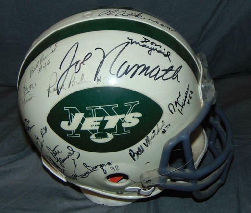 1969 New York Jets Super Bowl Champs Team Signed Full Size Helmet Steiner COA