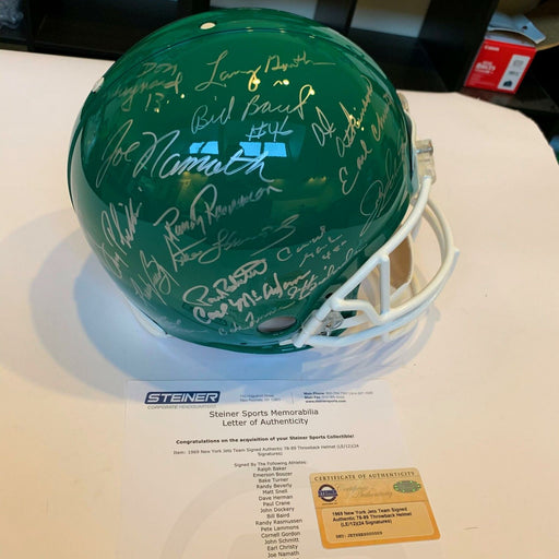 1969 New York Jets Super Bowl Champs Team Signed Full Size Helmet Steiner COA