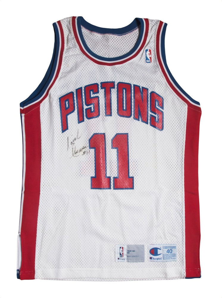 Isiah Thomas Signed Game Issued Pro Cut 1991 Detroit Pistons Jersey Beckett COA