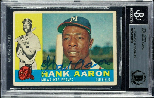 1960 Topps Hank Aaron #300 Signed Autographed Baseball Card BGS Beckett