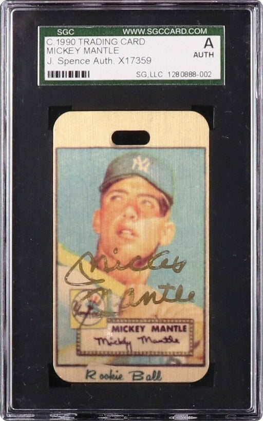 Mickey Mantle Signed 1952 Topps Metal Baseball Rookie Card RC SGC