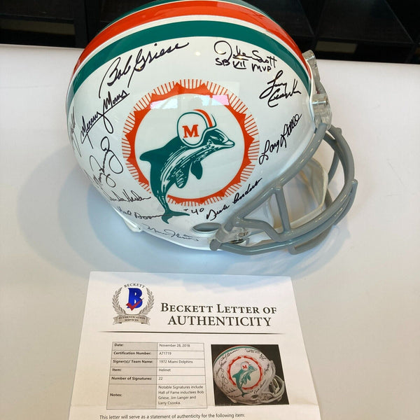 1972 Miami Dolphins Super Bowl Champs Team Signed Full Size Helmet Beckett COA