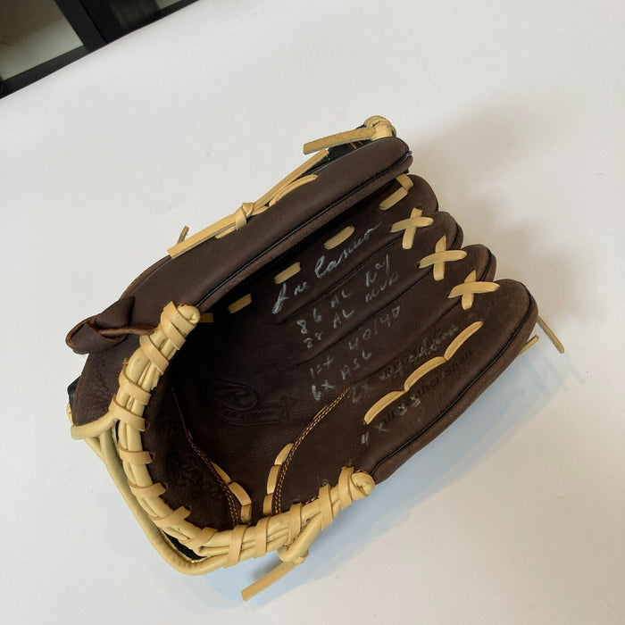 Jose Canseco Signed Heavily Inscribed Career STAT Baseball Glove Beckett Holo