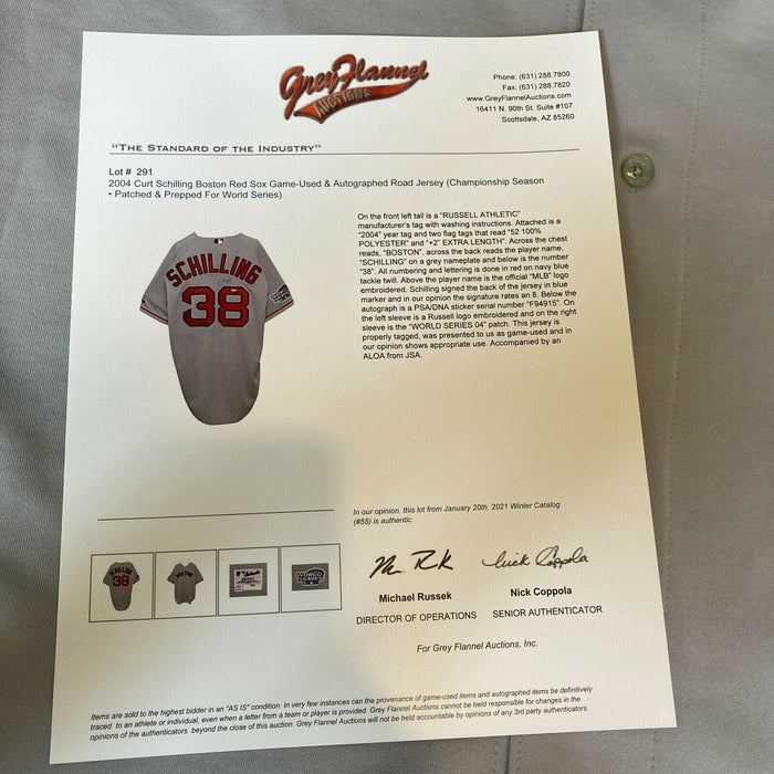 Lot Detail - Curt Schilling Autographed 2004 Boston Red Sox World Series  Jersey Limited Edition #25/38