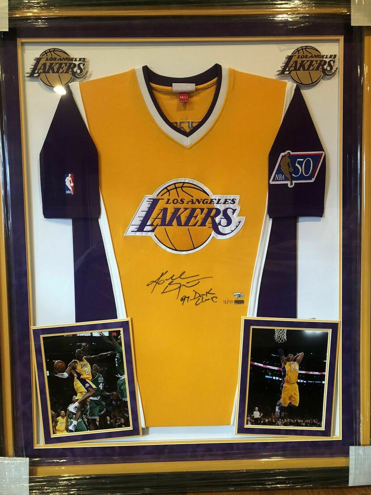 Kobe Bryant 1997 Dunk Champ Signed Los Angeles Lakers Jersey Framed —  Showpieces Sports
