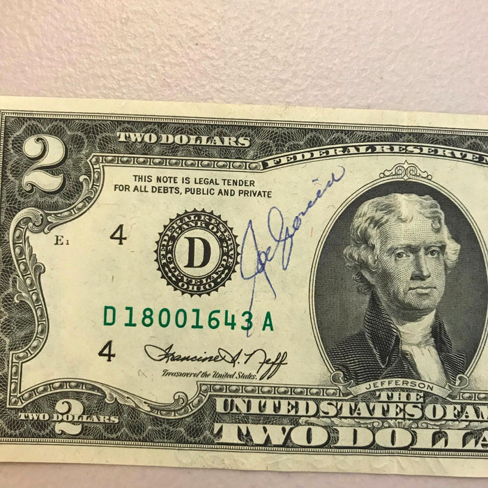 Joe Cronin Signed Autographed 1976 $2 Dollar Bill With JSA COA