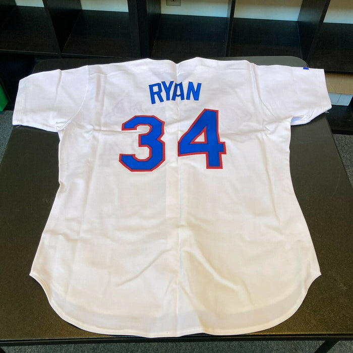 Beautiful Nolan Ryan Signed Heavily Inscribed Texas Rangers Stat Jersey JSA COA