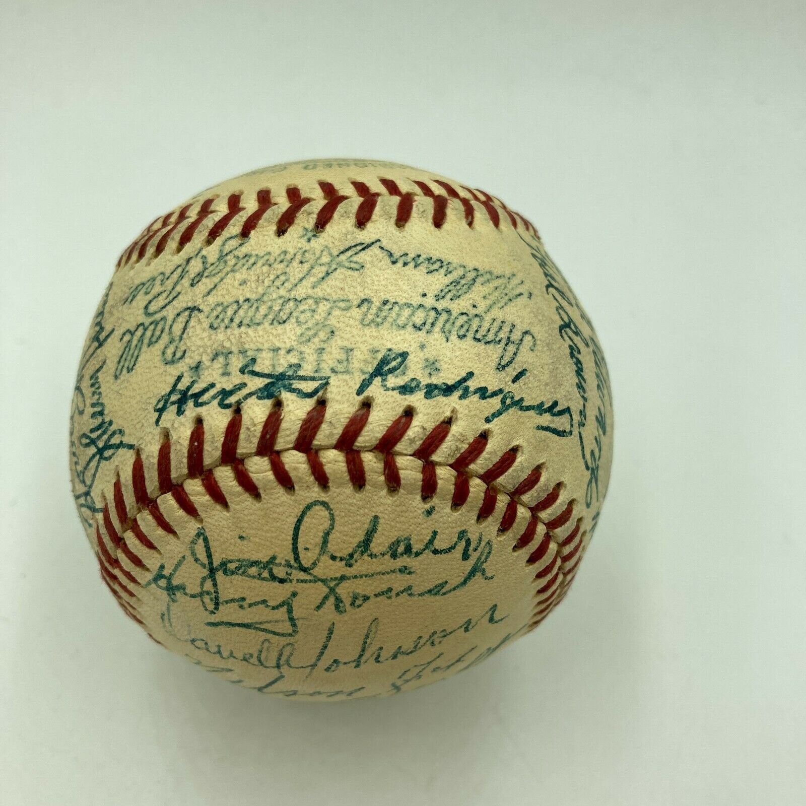 1960 Chicago White Sox Team Signed Game Used AL Baseball Nellie Fox JS —  Showpieces Sports