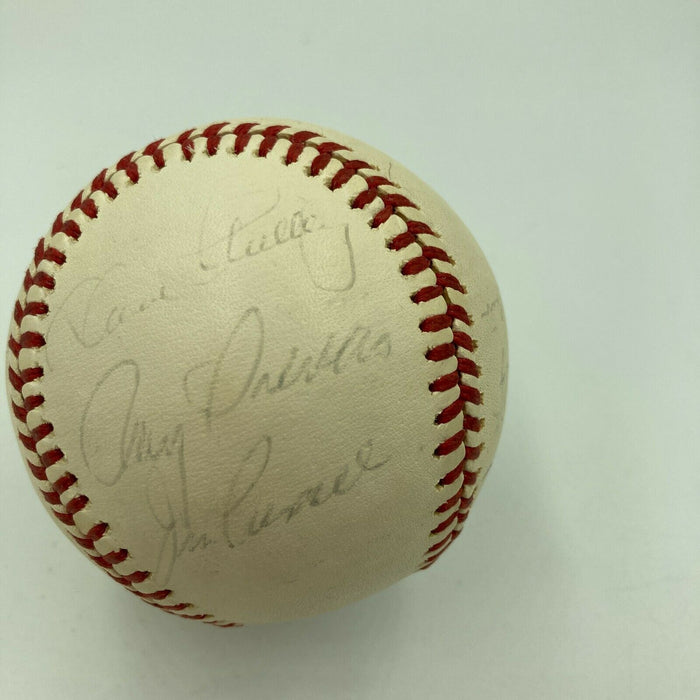 Joe Dimaggio & Mickey Mantle 1974 Old Timers Day Multi Signed Baseball JSA COA