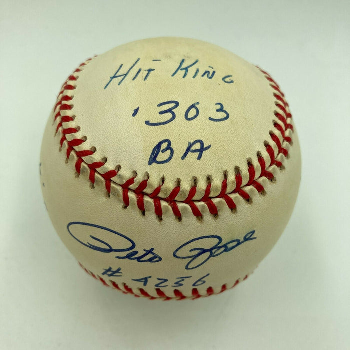 Pete Rose Signed Autographed Heavily Inscribed STAT Baseball With JSA COA