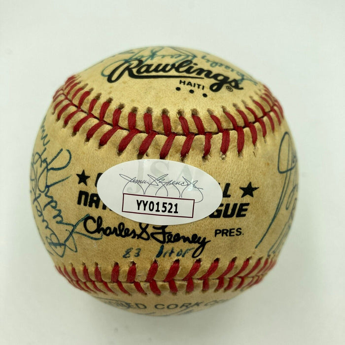 Beautiful Joe DImaggio Sandy Koufax Hall Of Fame Multi Signed Baseball JSA COA