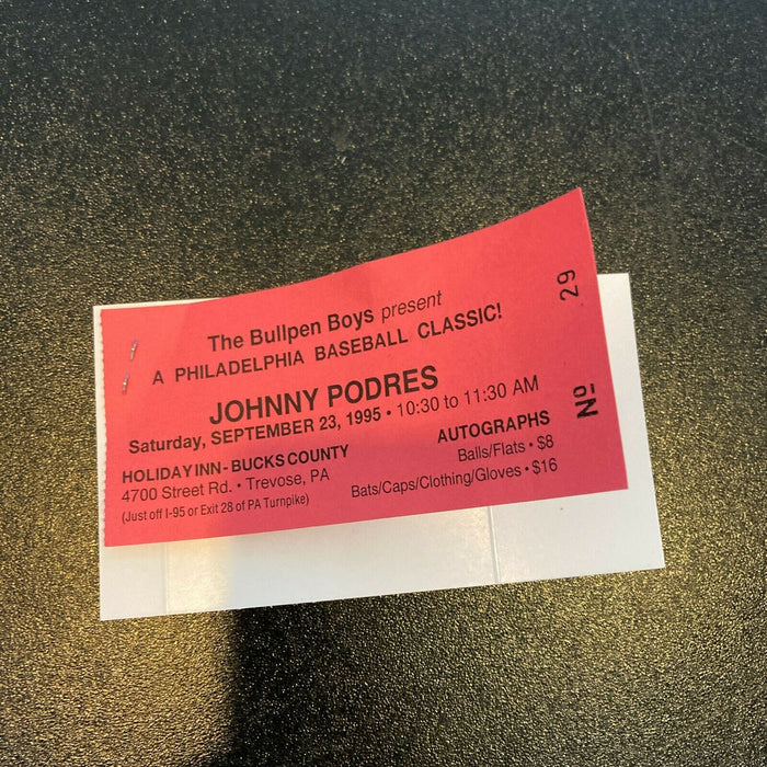 Johnny Podres Signed Authentic Brooklyn Dodgers Game Model Hat JSA COA