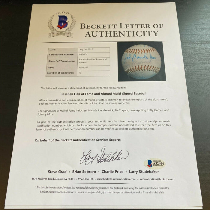 Joe Medwick Pie Traynor Lefty Grove HOF Signed Baseball PSA DNA & Beckett COA
