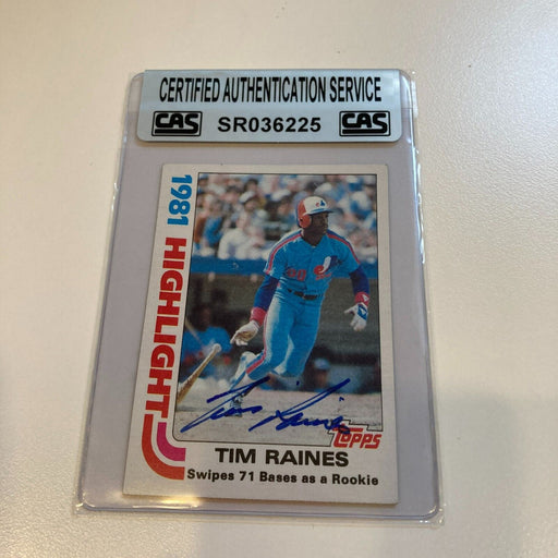 1982 Topps Tim Raines Signed Baseball Card CAS Certified Auto