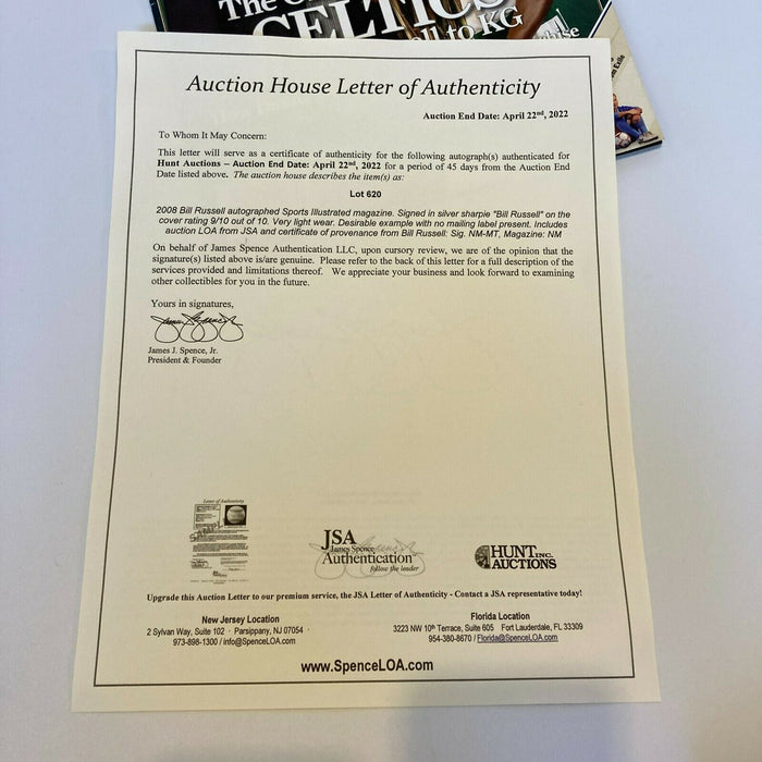 Bill Russell Signed 2009 Boston Celtics NBA Champs Sports Illustrated JSA COA