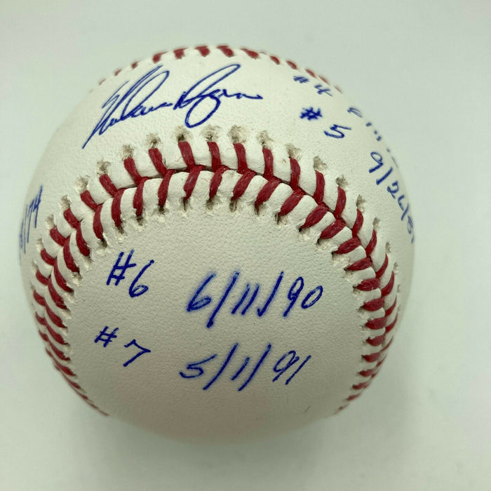 Nolan Ryan 7 No Hitters Signed Heavily Inscribed Baseball PSA DNA GEM MINT 10