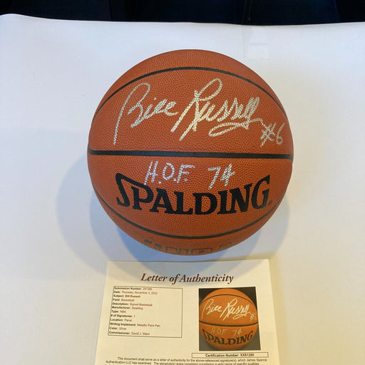 RARE Bill Russell "Hall Of Fame 1974" Signed Spalding NBA Game Basketball JSA