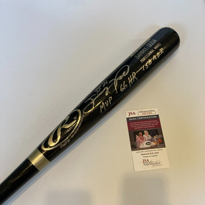 Sammy Sosa 66 Home Runs 158 RBI MVP Signed Game Model Baseball Bat JSA COA