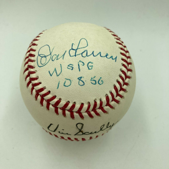 Vin Scully & Don Larsen 1956 World Series Perfect Game Signed Baseball PSA DNA