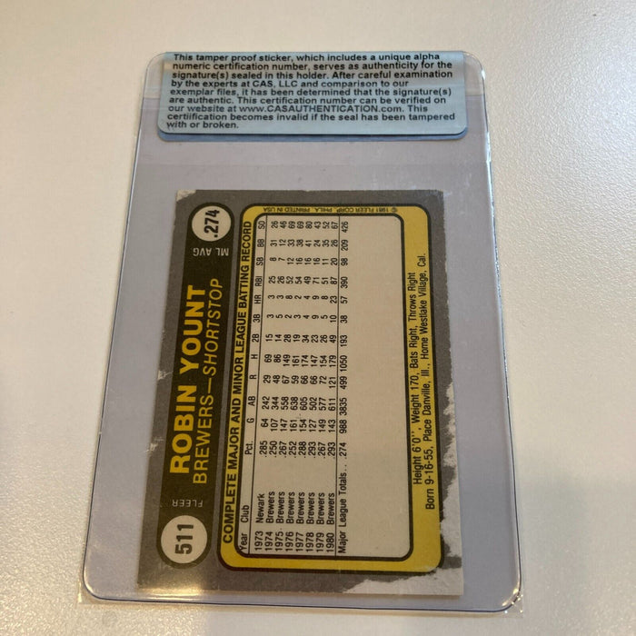 1981 Fleer Robin Yount Signed Baseball Card CAS Certified Auto