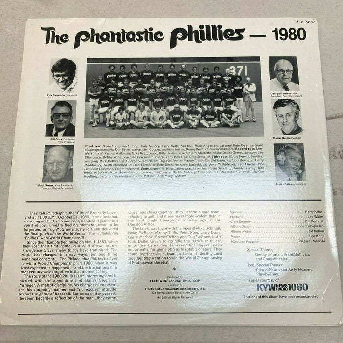 1980 Philadelphia Phillies World Series Champs Multi Signed LP Record Album