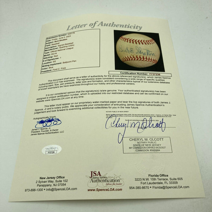 Burt Shotton Single Signed National League Baseball JSA COA The Only One Known