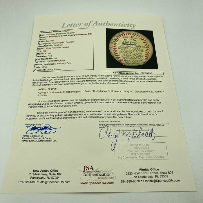1985 Kansas City Royal World Series Champs Team Signed Baseball With JSA COA