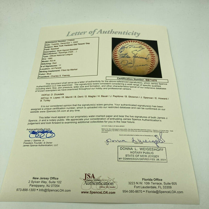 Robert Merrill Elston Howard 1980 NY Yankees Old Timers Day Signed Baseball JSA