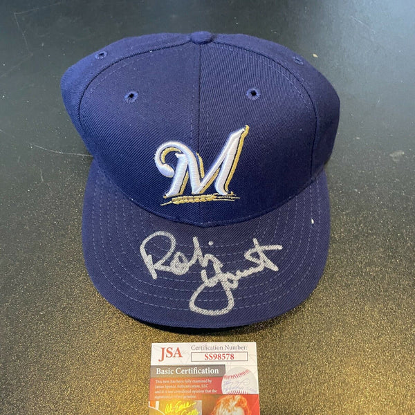 Robin Yount Signed Authentic Milwaukee Brewers Game Model Baseball Hat JSA COA