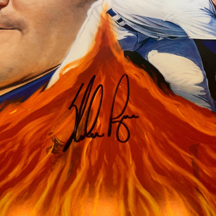 Nolan Ryan Signed 19x25 Large 5,000 Strikeout Ron Lewis Litho #1/300 JSA COA