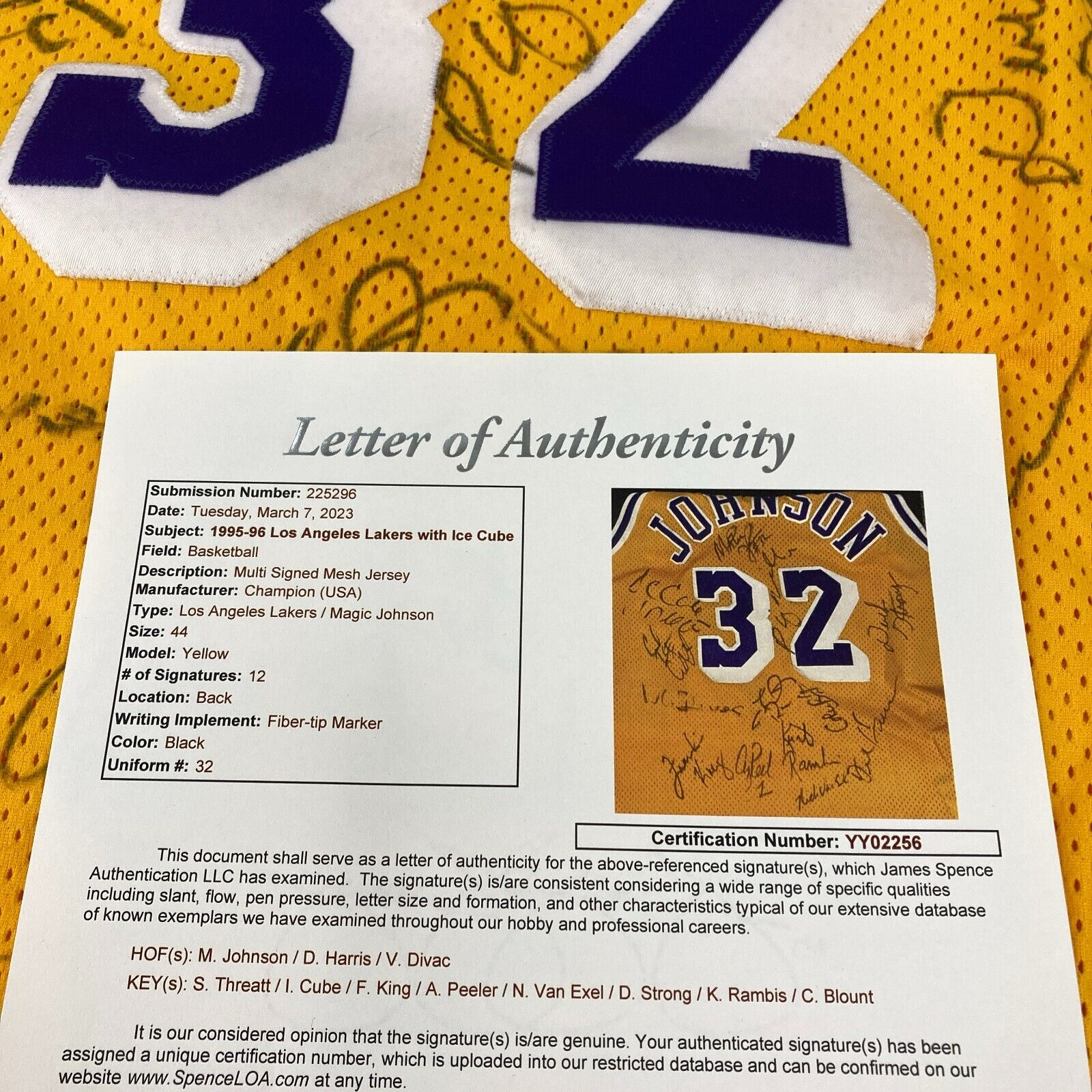 Lot Detail - 1995-96 Magic Johnson Los Angeles Lakers Game-Used &  Autographed Road Jersey (JSA)